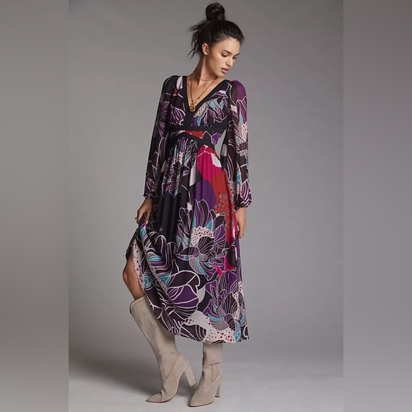 Anthropologie Dresses & Skirts - Floral Long Sleeve Maxi Dress